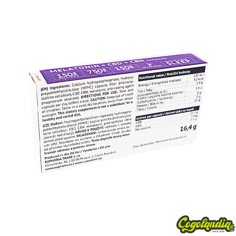 Cápsulas de Melatonina con CBD y CBN - Cannaline