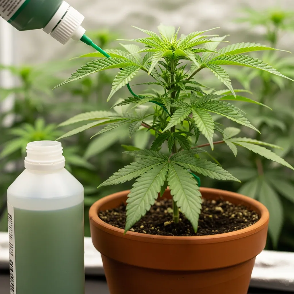 Abono planta de marihuana recien nacida