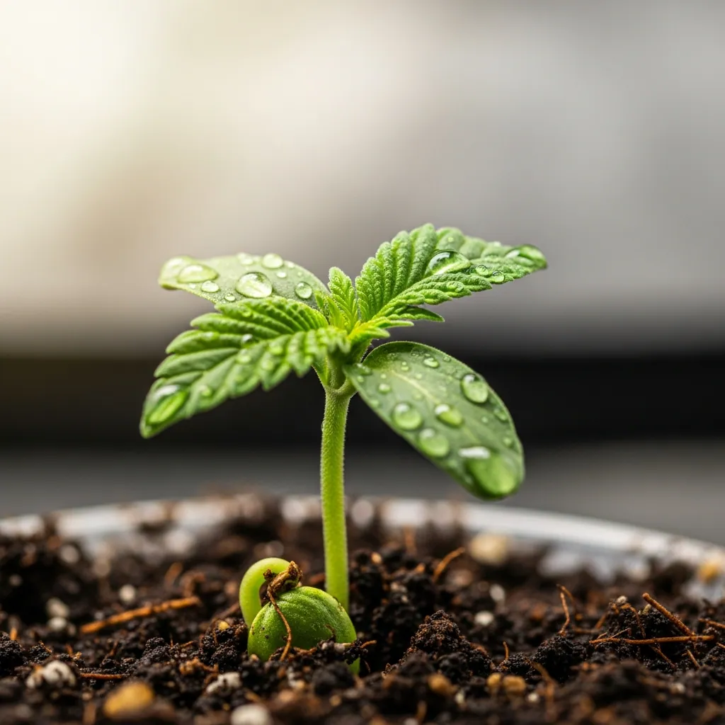 Planta de marihuana recien nacida